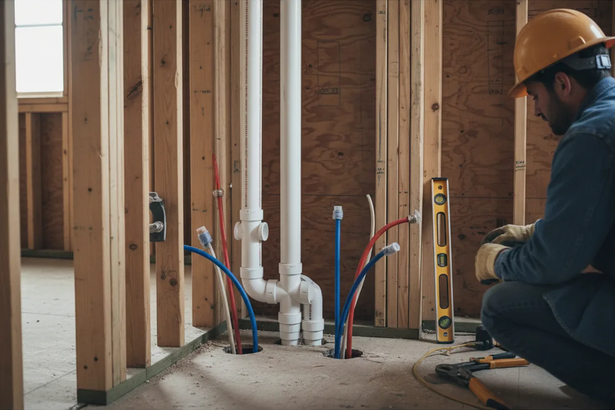 Drain and supply rough-in during Leak Detection in Oakville